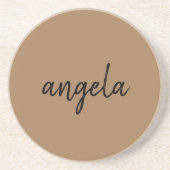 茶色モダンのスタイリッシュ名前をカスタムする コースター (正面)