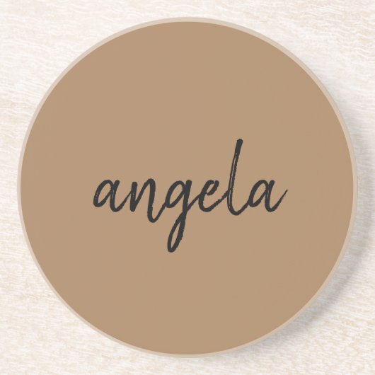 茶色モダンのスタイリッシュ名前をカスタムする コースター (正面)