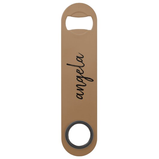 茶色モダンのスタイリッシュ名前をカスタムする スピード栓抜き (正面)