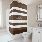 茶色モダンのストライプパターン シャワーカーテン (インサイチュ)