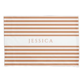 茶色モダンのストライプパターン 枕カバー