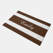 茶色モダンのストライプ名前 ドアマット (アングル)