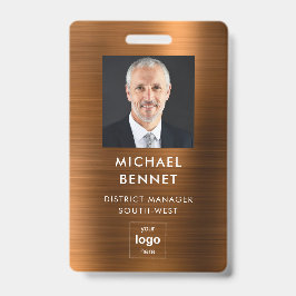 茶色モダンのメフェイクタル企業の写真ID バッジ