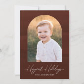 茶色モダンの水色のアーチ写真 シーズンカード (正面)