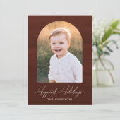 茶色モダンの水色のアーチ写真 シーズンカード (スタンド正面)