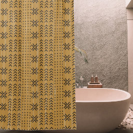 茶色モダンの泥布のアフリカパターン シャワーカーテン