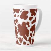 茶色モダンの牛の斑点プリント カフェラテマグ (右アングル)