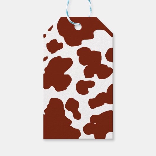茶色モダンの牛の斑点プリント ギフトタグ (正面)
