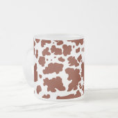 茶色モダンの牛の斑点プリント フロストグラスマグカップ (正面左)