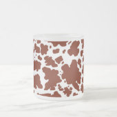茶色モダンの牛の斑点プリント フロストグラスマグカップ (中央)