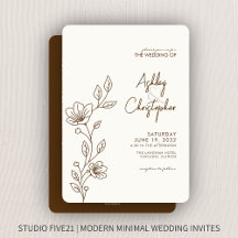 茶色モダンの葉の輪郭オールインワン結婚