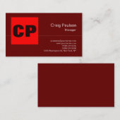 茶色モダンの赤モノグラムはっきりしたプロの平野 名刺 (正面/裏面)