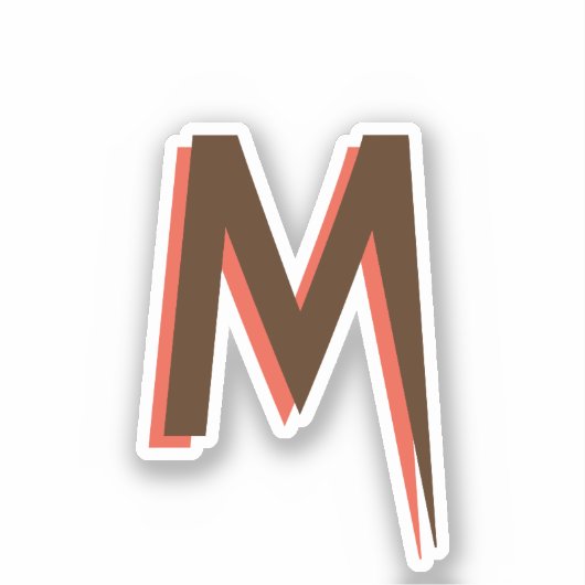 茶色モダンの3D文字イニシャル文字 |サーモンピンク シール (正面)