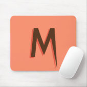 茶色モダンの3D文字イニシャル文字 |サーモンピンク マウスパッド (マウス)