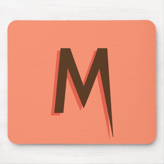 茶色モダンの3D文字イニシャル文字 |サーモンピンク マウスパッド (正面)