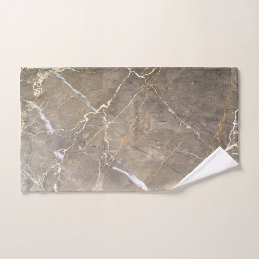茶色モダンカッコいい大理石模様 バスタオルセット (ハンドタオル)