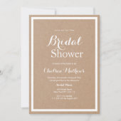 茶色モダンシンプル紙白ブライダルシャワー 招待状 (正面)