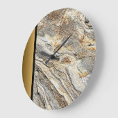 茶色モダン灰色金ゴールド大理石模様 ラージ壁時計 (傾斜)