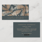 茶色モダン炭の灰色葉模様 名刺 (正面/裏面)