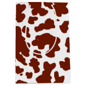 茶色モダン牛の肌のアニマルプリント ミディアムペーパーバッグ (正面)