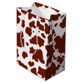 茶色モダン牛の肌のアニマルプリント ミディアムペーパーバッグ (裏面アングル)