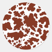 茶色モダン牛の肌のアニマルプリント ラウンドシール (正面)