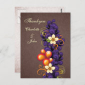 茶色モダン紫サンキューカード ポストカード (正面/裏面)