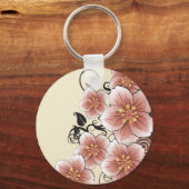 茶色モダン花 キーホルダー (正面)