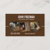 茶色モダン馬写真馬術 名刺 (正面)