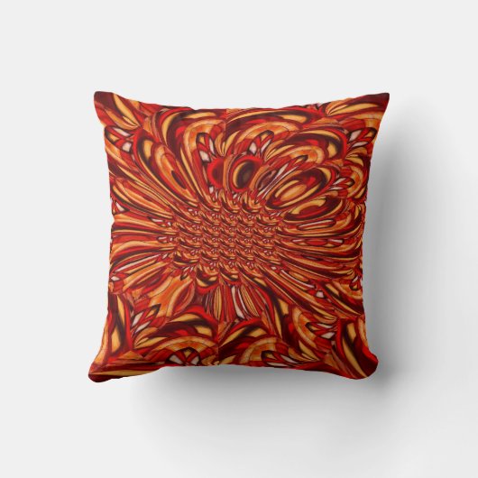 茶色モダン黄色の赤ソフト抽象芸術 クッション (裏面)