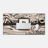 茶色モダン黒模様モノグラム デスクマット (キーボード&マウス)