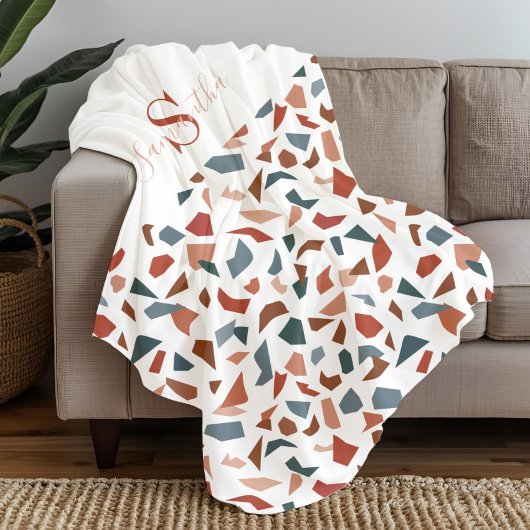 茶色モノグラムののパタエレガントーン フリースブランケット