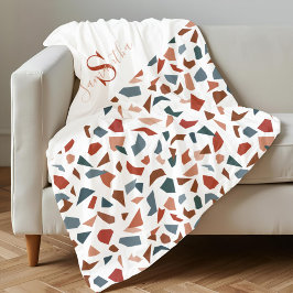 茶色モノグラムののパタエレガントーン フリースブランケット