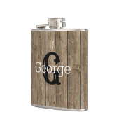 茶色モノグラムのの木製ハンサムモダン フラスク (左)