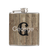 茶色モノグラムのの木製ハンサムモダン フラスク (正面)