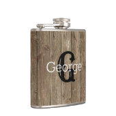 茶色モノグラムのの木製ハンサムモダン フラスク (右)