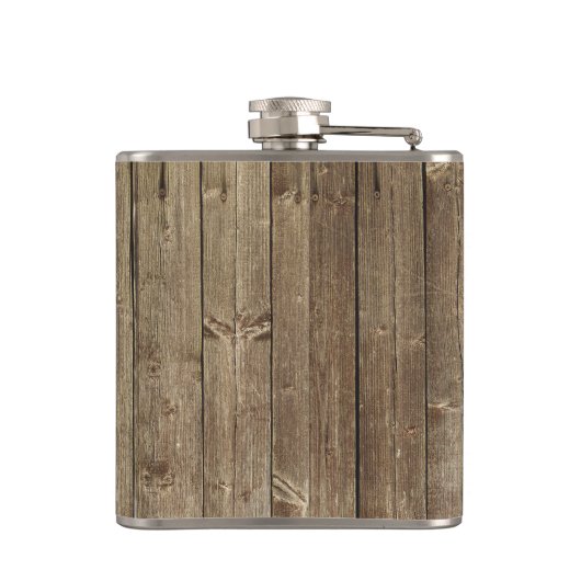 茶色モノグラムのの木製ハンサムモダン フラスク (裏面)