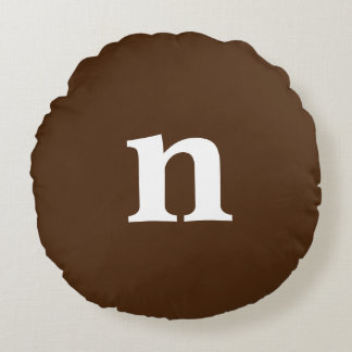 茶色モノグラム円枕 ラウンドクッション