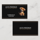 茶色ユニークと黒の子犬が座って 名刺 (正面/裏面)