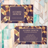 茶色ユニーク金ゴールド抽象芸術ボはっきりしたーエレガント 名刺