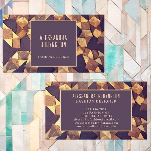 茶色ユニーク金ゴールド抽象芸術ボはっきりしたーエレガント 名刺