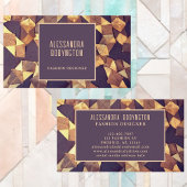 茶色ユニーク金ゴールド抽象芸術ボはっきりしたーエレガント 名刺