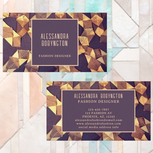 茶色ユニーク金ゴールド抽象芸術ボはっきりしたーエレガント 名刺