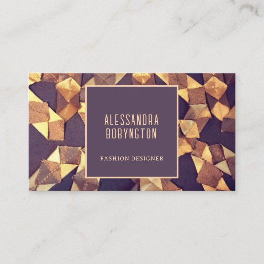 茶色ユニーク金ゴールド抽象芸術ボはっきりしたーエレガント 名刺 (正面)