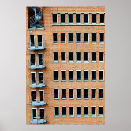 茶色レンガ壁建物 ポスター (正面)