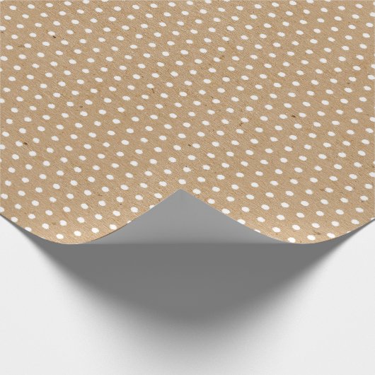 茶色動揺してのクラフトにフェイク白い素朴ドット ラッピングペーパー (角)