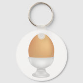 茶色卵の白い卵カップ キーホルダー (正面)