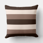 茶色及びクリームの横のストライプのなデザイン クッション (裏面)