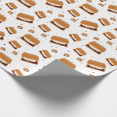 茶色図解入りの、写真付きのの白の笑顔の詳細パターン ラッピングペーパー (角)