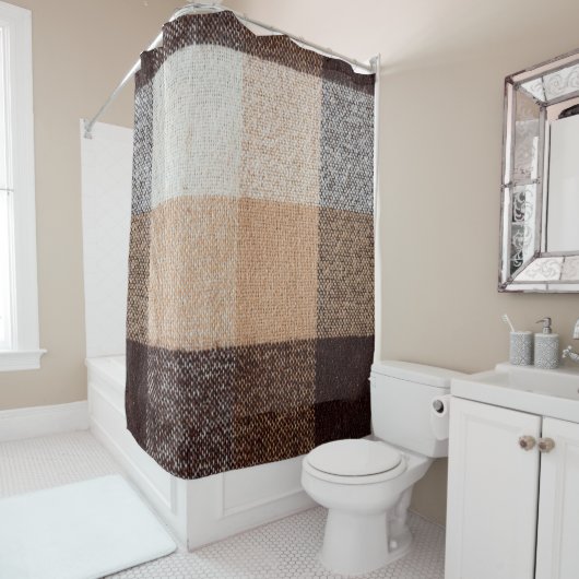 茶色市松模様にのウールの格子縞の布地のテクスチャ。タータンチェック  シャワーカーテン (インサイチュ)